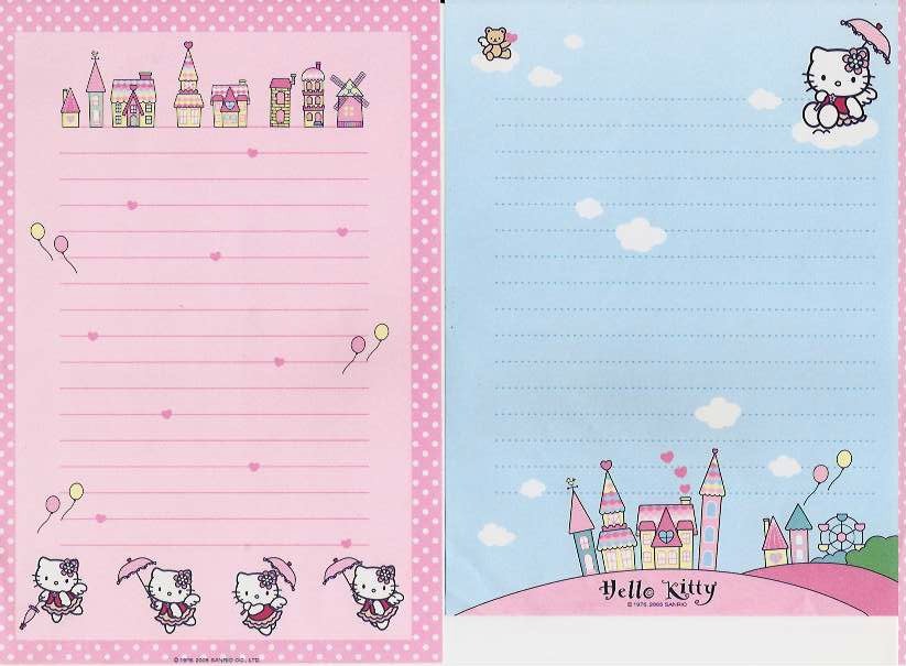 Papel De Carta- Hello Kitty Com Die Cut Vanilla Importado 