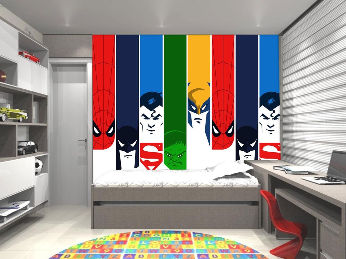 Papel De Parede Infantil Super Herois Casa M Veis E Decora O ~ Decoração Quarto Teen Com Quarto De Super Herois Papel De Parede Infantil Super Herois Casa M Veis E Decora O ~ Decoração Quarto Teen Com Quarto De Super Herois