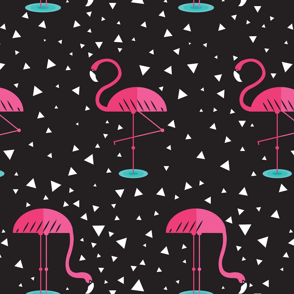 Papel De Parede Casual 3d Flamingo Com Fundo Preto 10 Metros R