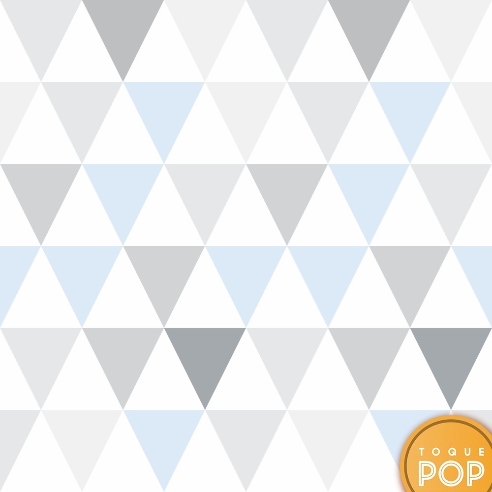 Papel De Parede Geometrico Triangulo Azul Bebe Cinza 2 5mts