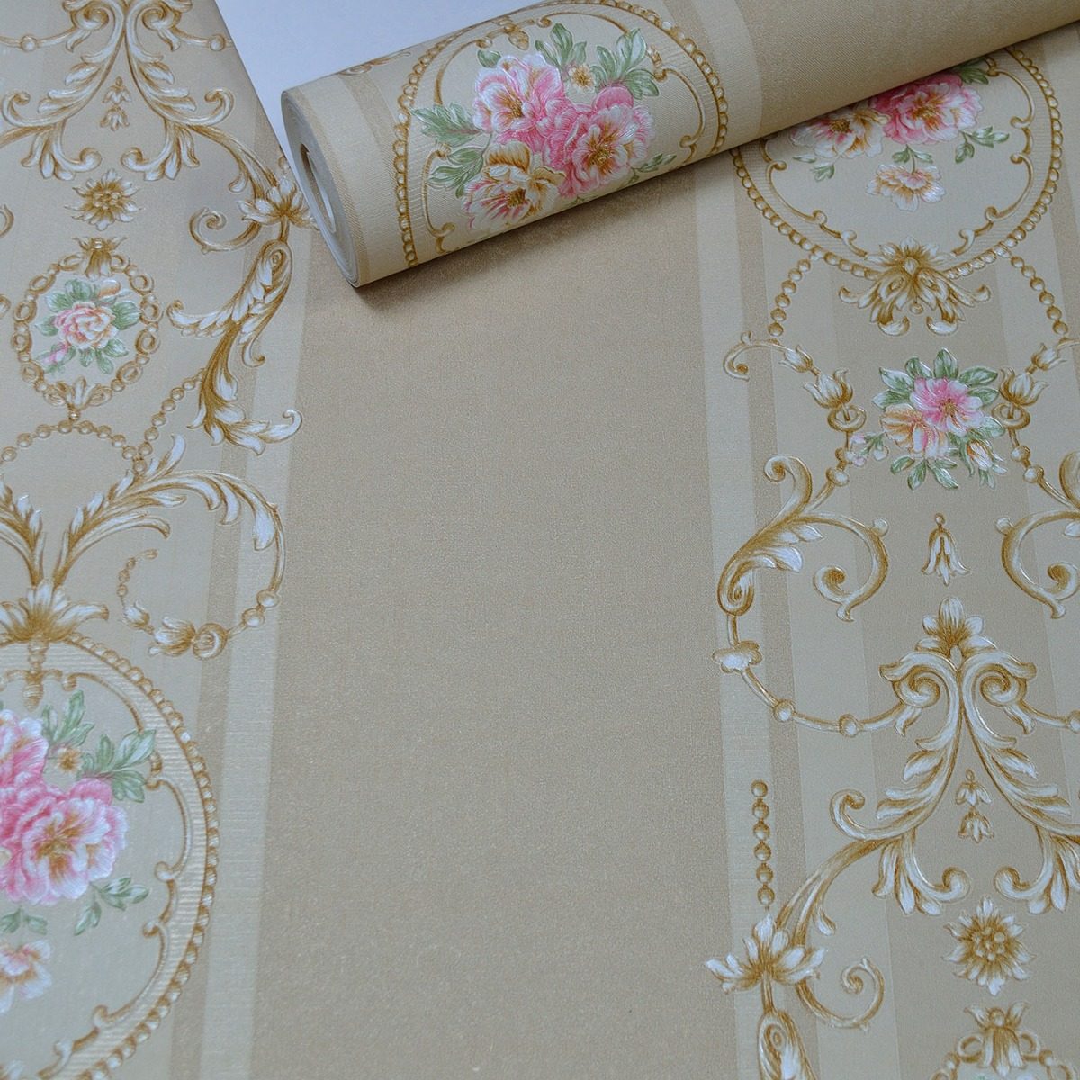 Papel De Parede Importado Bege Flores Rosas Sala Quarto R 119 90 -> Papel De Parede Para Sala Com Glitter Papel De Parede Importado Bege Flores Rosas Sala Quarto R 119 90 -> Papel De Parede Para Sala Com Glitter