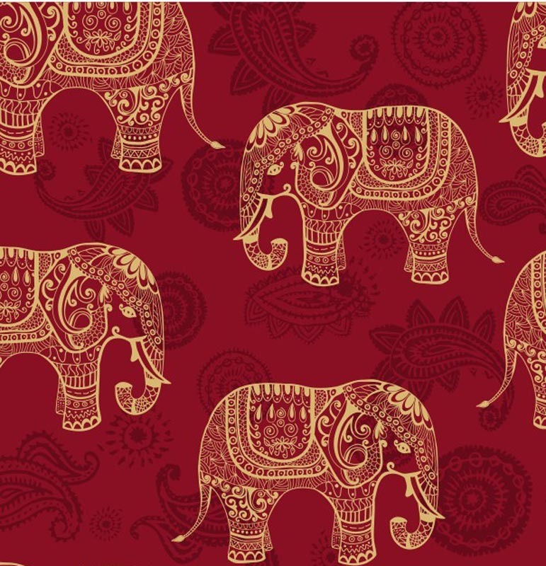 Papel De Parede Indiano Elefante Vermelho R 5978 Em Mercado Livre