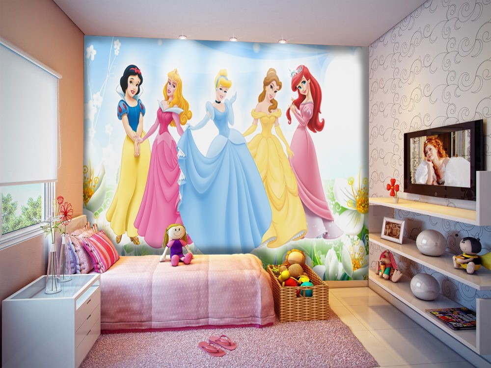 Papel De Parede Infantil Feminino Princesas Barbie Hello M² R 100