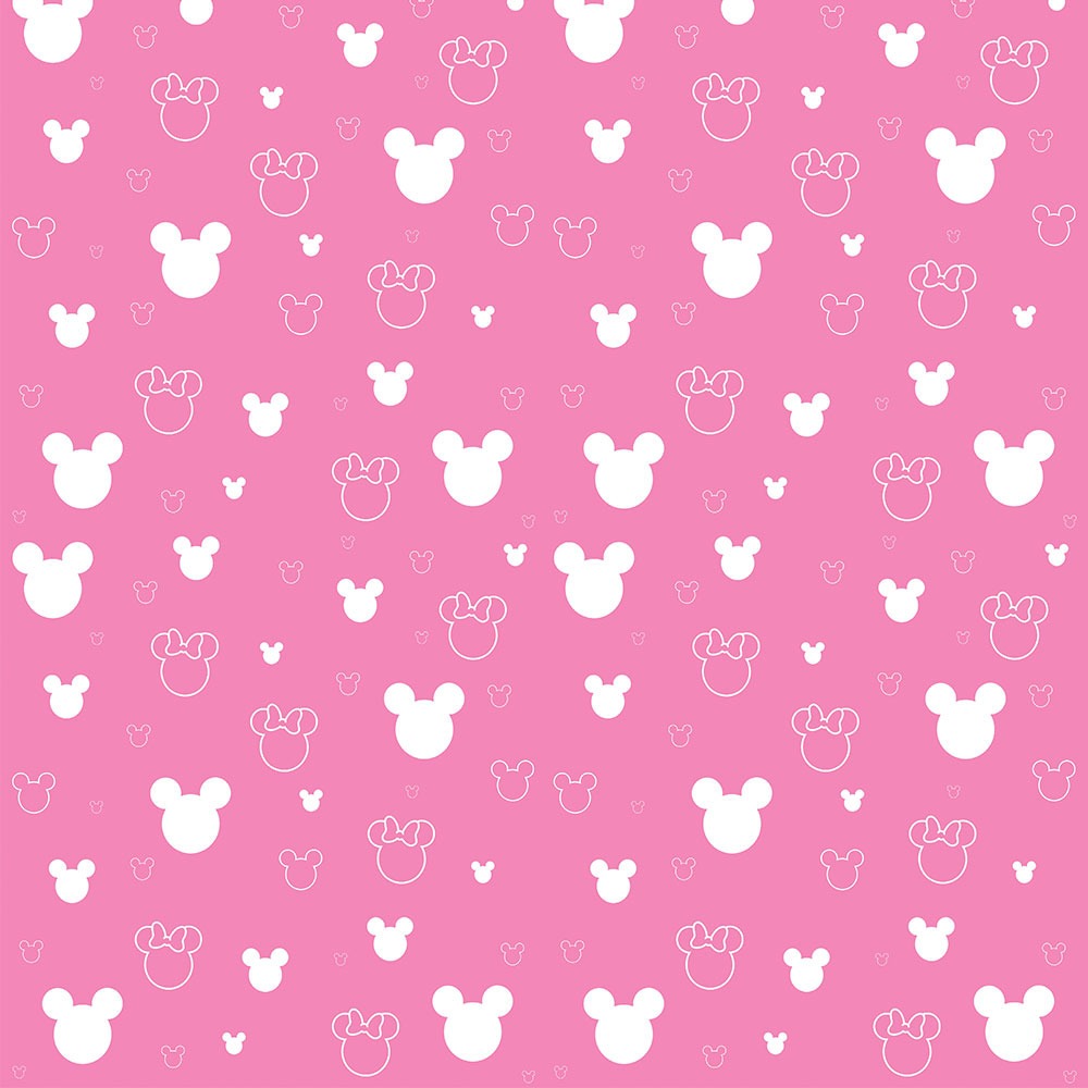 Papel Parede Adesivo Mickey Minnie Rosa 50x300cm Teen - R$ 39,90 em