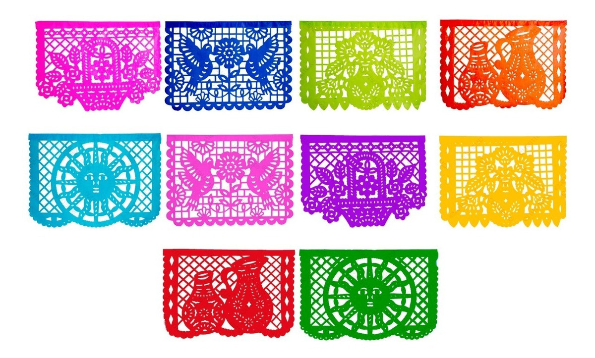 Enramada De Papel Picado Papel Picado - Enramada Flores Papel - $ 340.00 en Mercado Libre