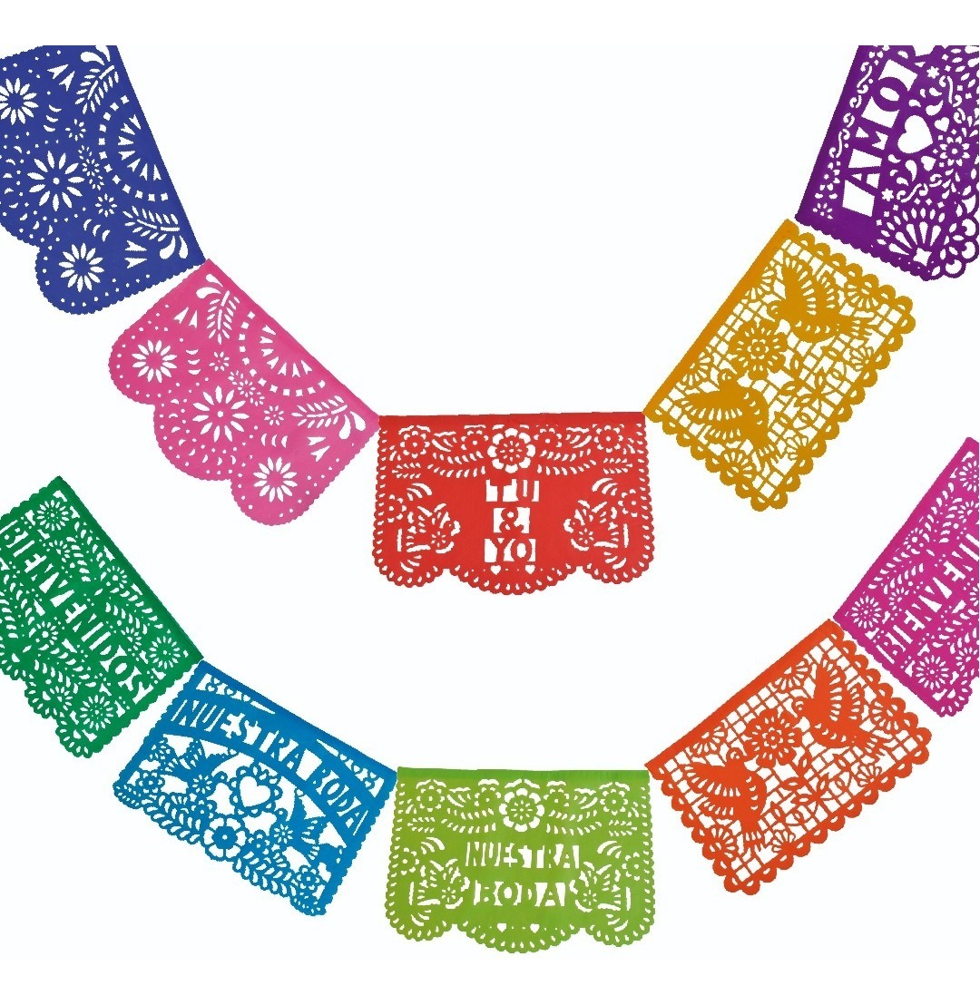 Enramada De Papel Picado Papel Picado - Enramada Papel Boda Colores - $ 370.00 en Mercado Libre