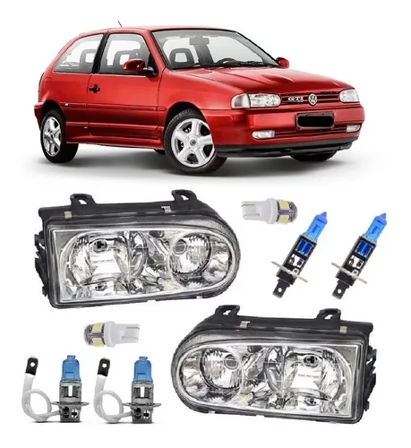 Par Farol Gol G2 Gti Tsi 95 A 99 Foco Duplo Liso Lâmpada