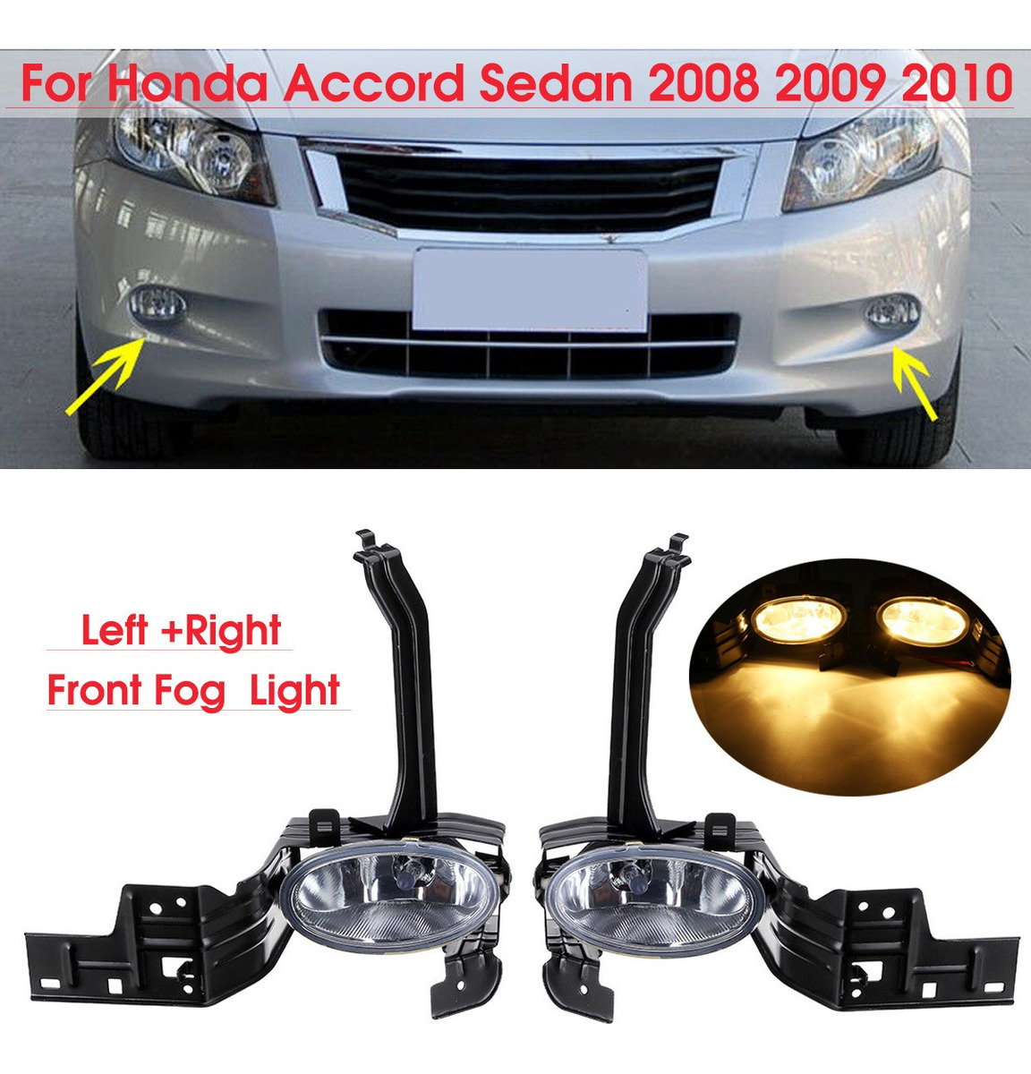LH Front Bumpers Fog Lamp Light Lamps Cover For Honda Accord 2009-2010
