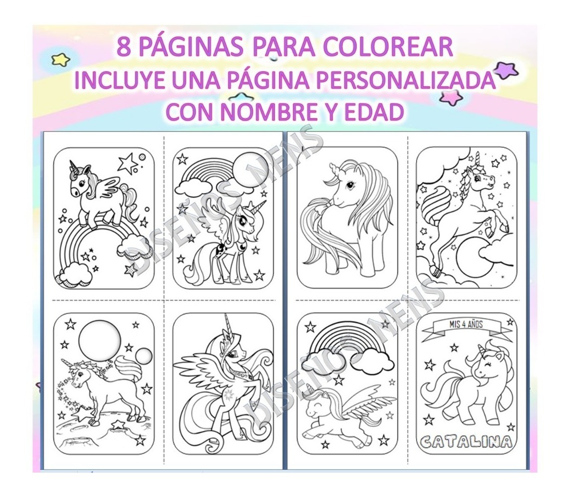 Unicornio Librito Para Colorear Imprimible Digital Souvenirs