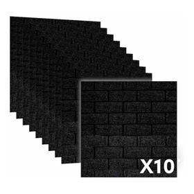 Pared Revestimiento Negro Placa 3d Auto Adhesiva! X 10 Uni