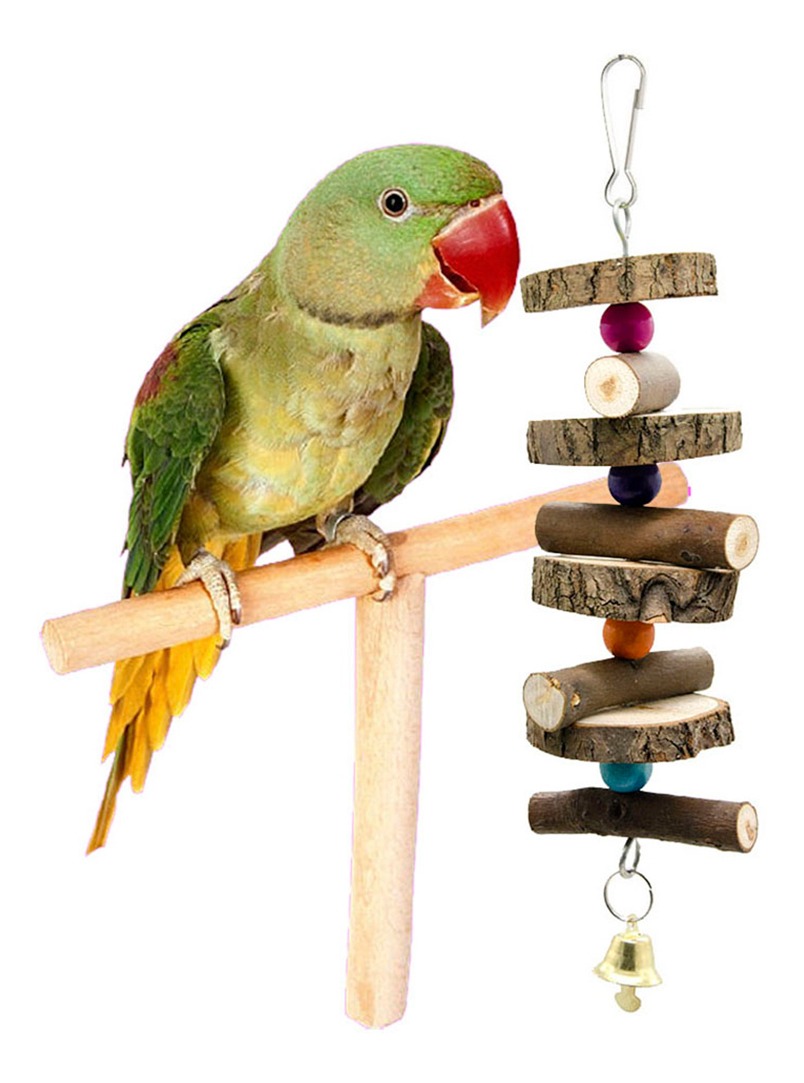 Sidougeri Parrot Bird Cage Juguetes Formaci/ón T Perca Molienda Masticar Madera Soporte Juguete