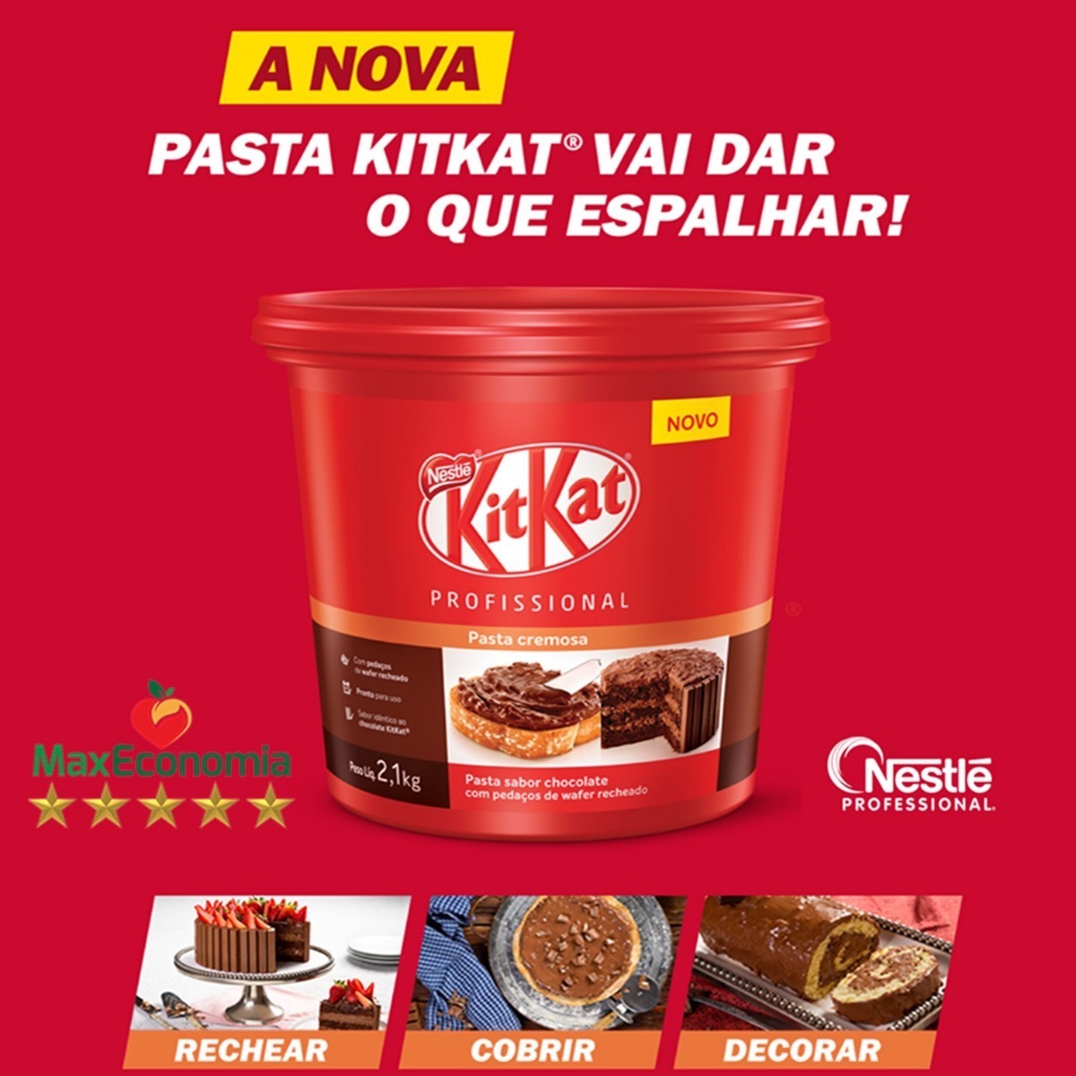 Pasta Cremosa Kitkat Nestlé 2,1kg Muito Melhor Que Nutella R 139