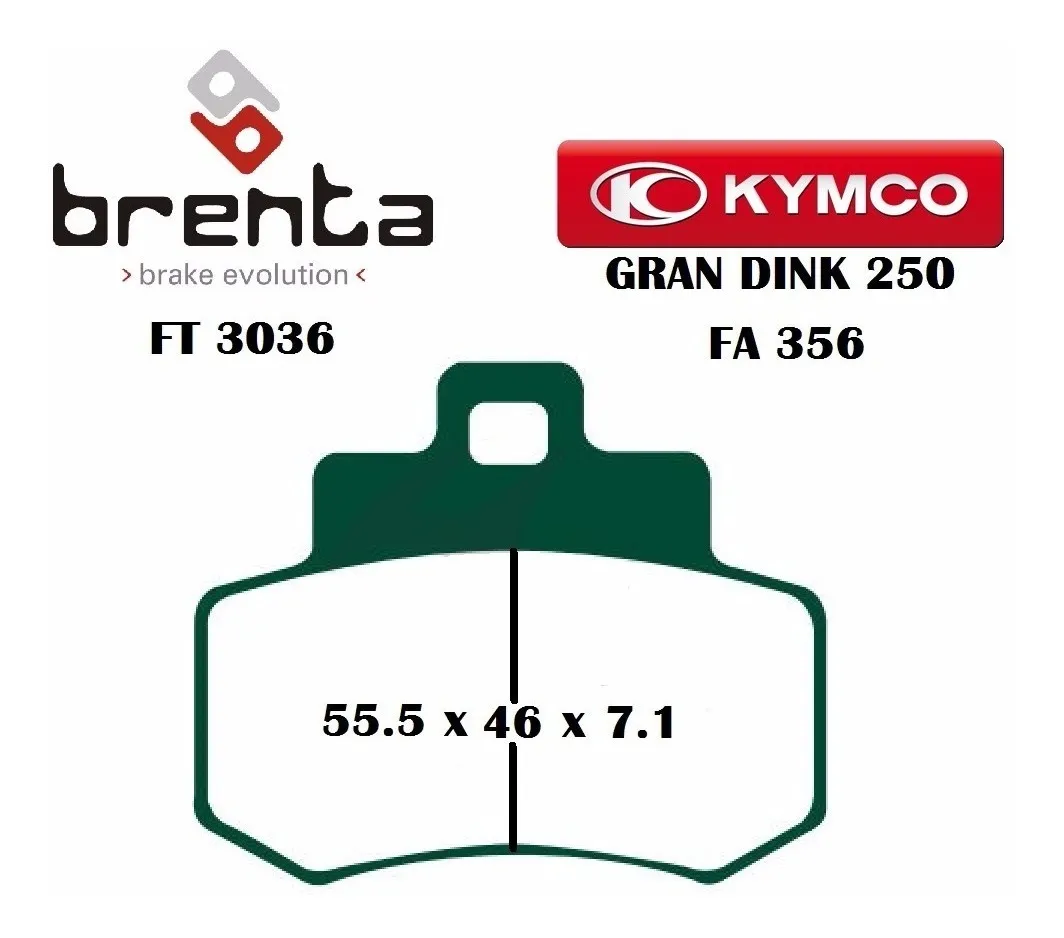 Brenta Pastillas freno organiche Moto para Kymco Gran Dink 250
