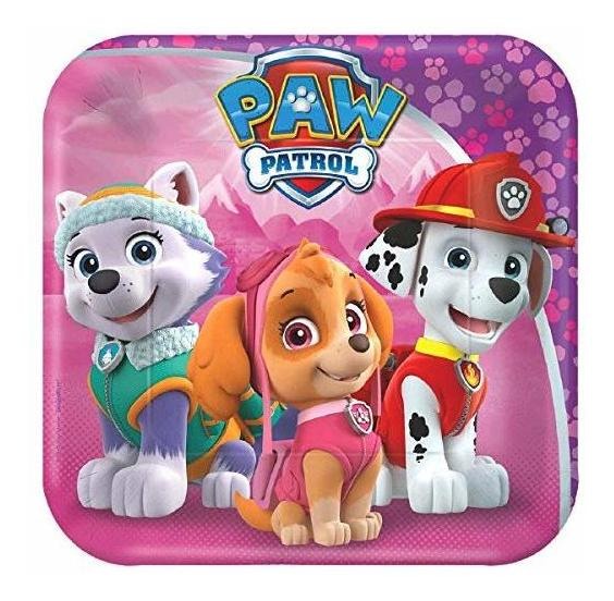 Bundle for 16 Paw Patrol Girl Party Pack for 16 Guests: Straws Dessert Plates and Tablecover Amscan 04730 Cups Beverage Napkins
