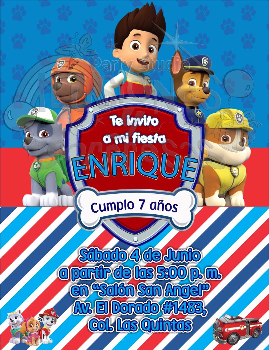 Invitaciones De Paw Patrol Tarjeta De Cumpleaos Gratis