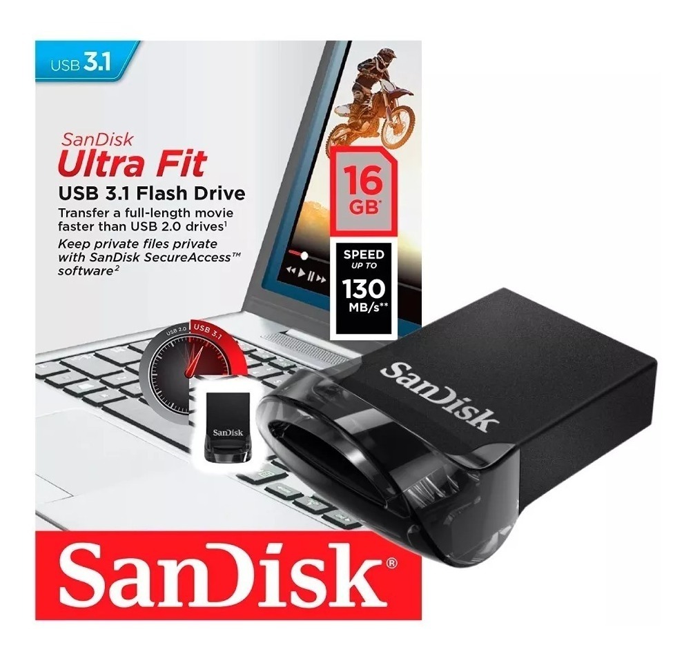 Pendrive 16gb Sandisk Ultra Fit Usb 3.1 Nano Mini Original