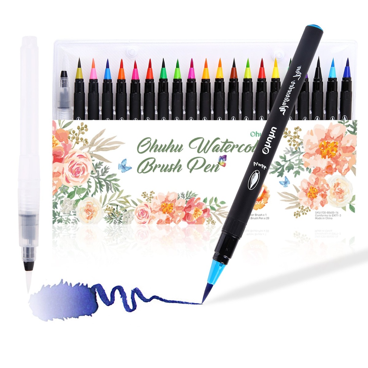 20 Colores Acuarela Cepillo Base De Agua Letras Manga Marcador Pluma De Caligrafía
