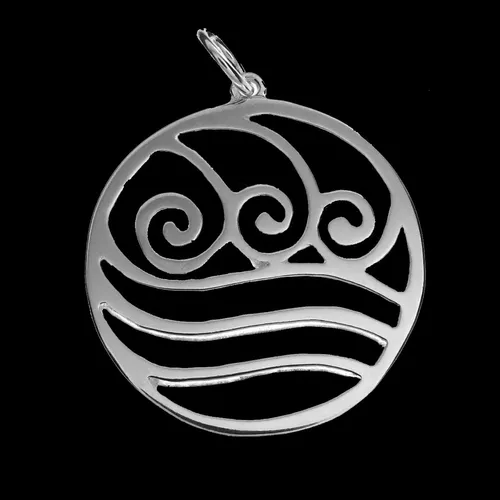 pingente de prata simbolo da tribo da agua avatar.