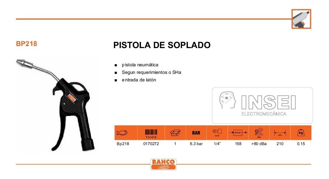 Bahco BP218 PISTOLA DE SOPLADO