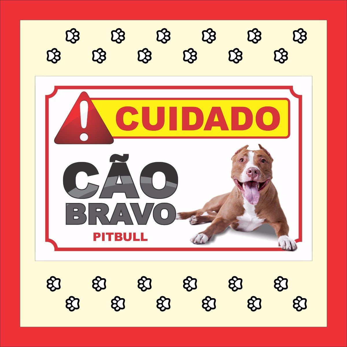 Placa Advertência Cuidado Cão Bravo Várias Raças 