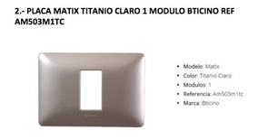Placa 3 m/ódulos titanio claro Legrand//Bticino