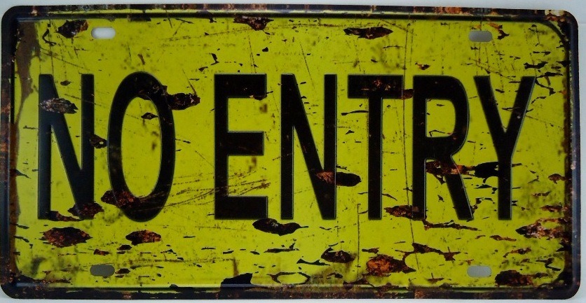 placa metal importada 30x15 no entry em relevo vc 014 r 24 98 em