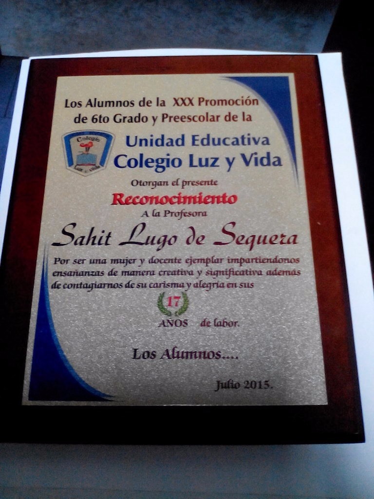 Placa Reconocimiento Agradecimiento Graduación Sublimadas 