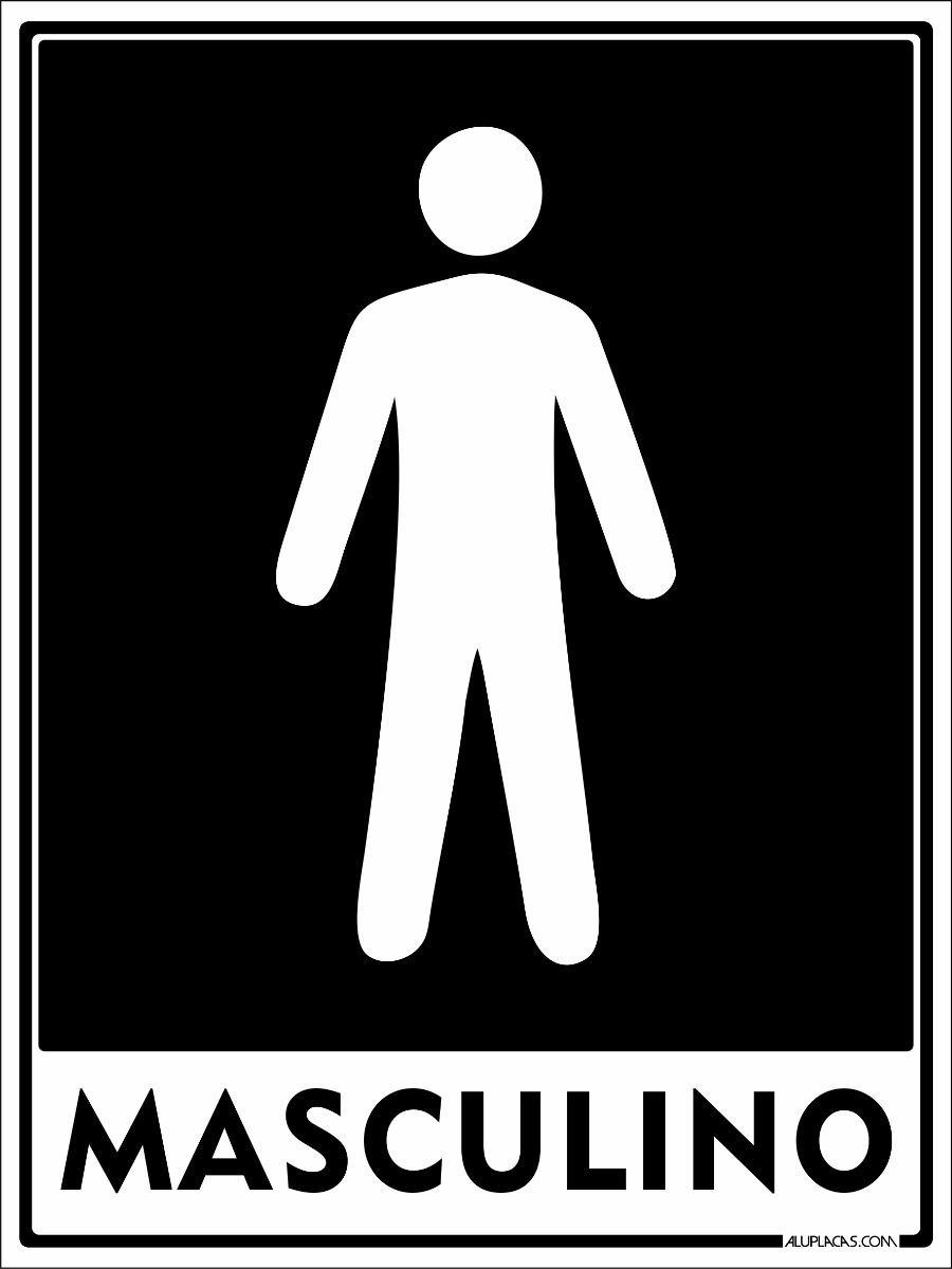 Placa Sinalização Banheiro Masculino 20x30cm Alumínio - R 
