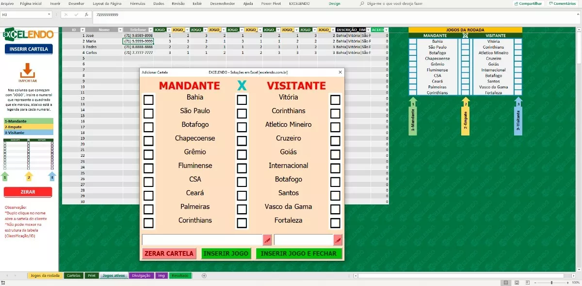 Bolão em Excel com download grátis para o Campeonato Brasileiro