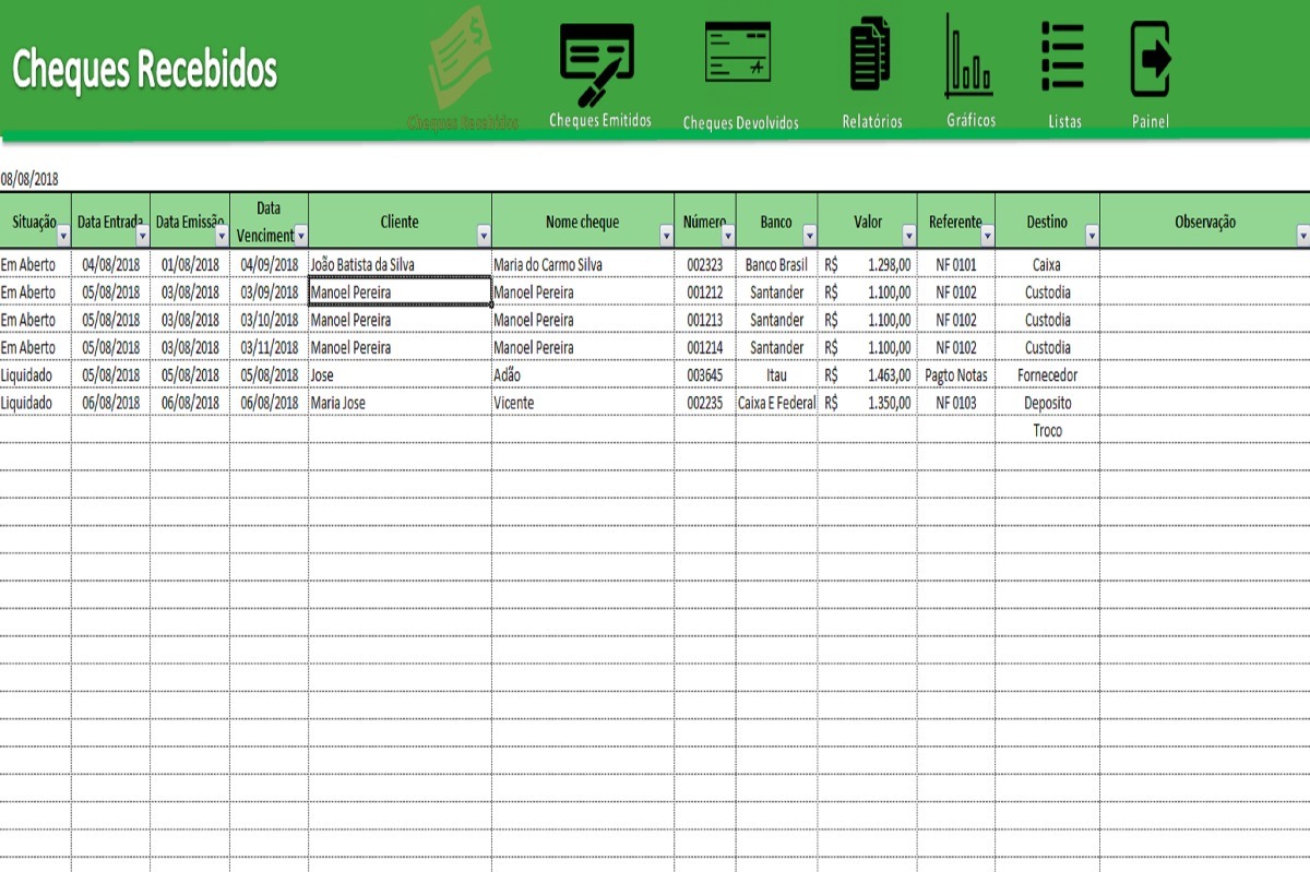 Planilha Controle Cheques Relat Rio Mensal Excel R Em The Best Porn Website