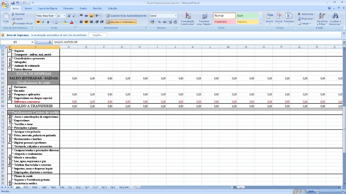 Exemplo De Planilha Planejamento Financeiro Pessoal N