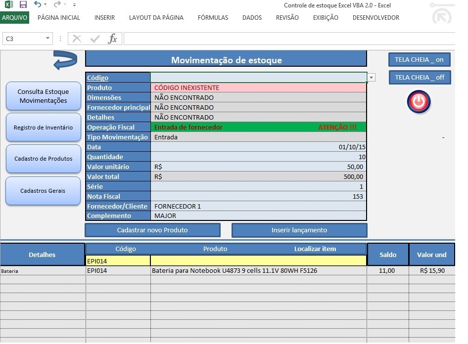 Planilha De Controle De Estoque R 12500 Em Mercado Livre 2551