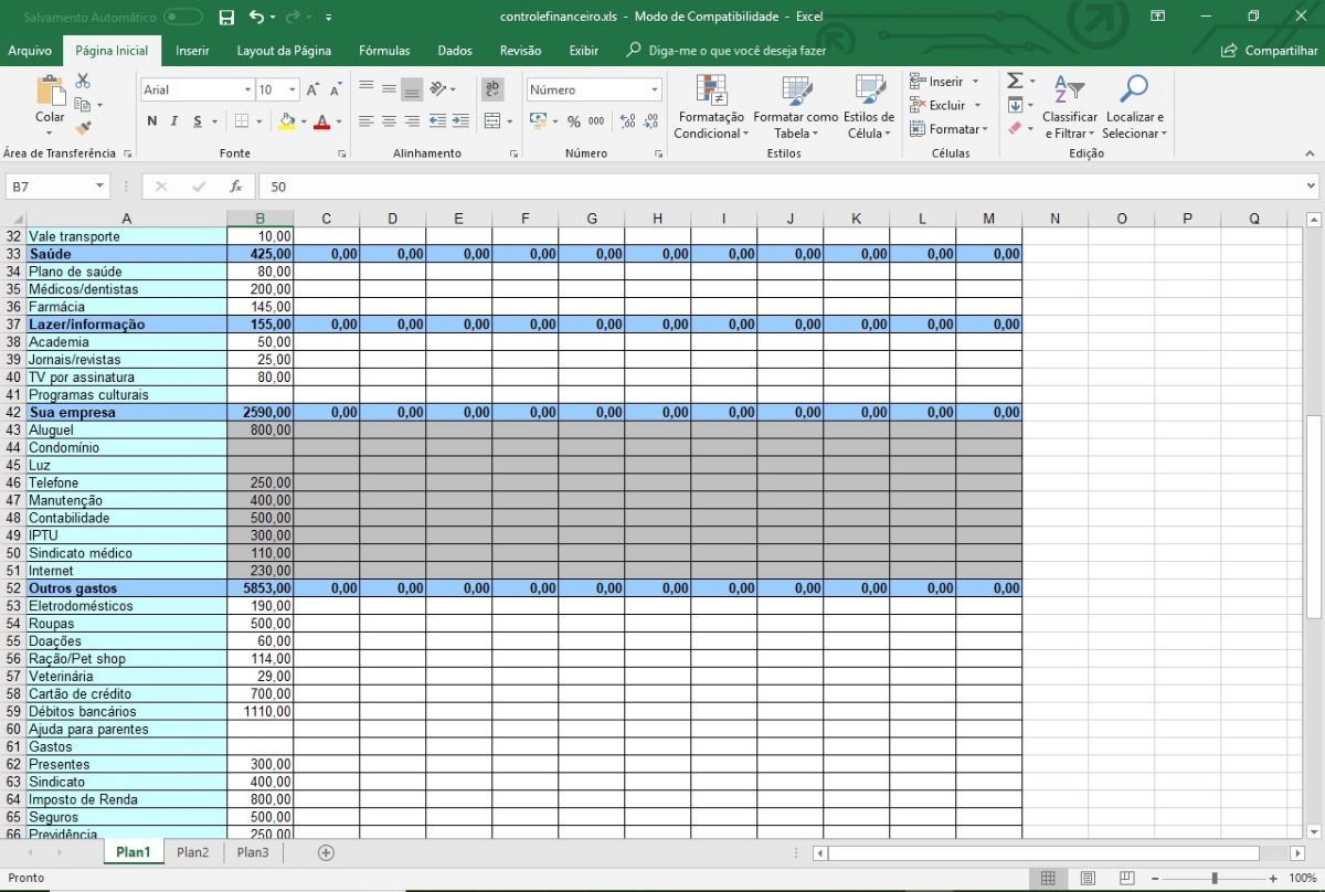 Planilha De Controle Financeiro Receita E Gastos Muito Top R 1999