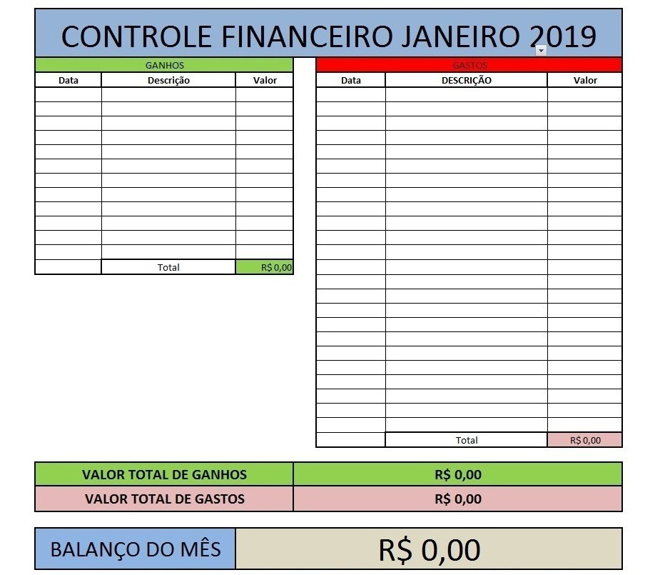 Planilha De Controle Financeiro Completo Em Excel 4 0 Planilhas Em