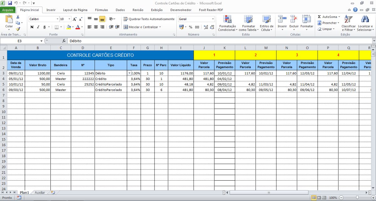 Planilha De Controle De Cartão De Crédito Excel Gratis Pesquisa Cartões