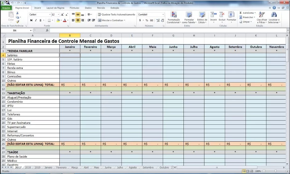 planilha familiar pessoal inteligente para controle de planilha de gasto mensal