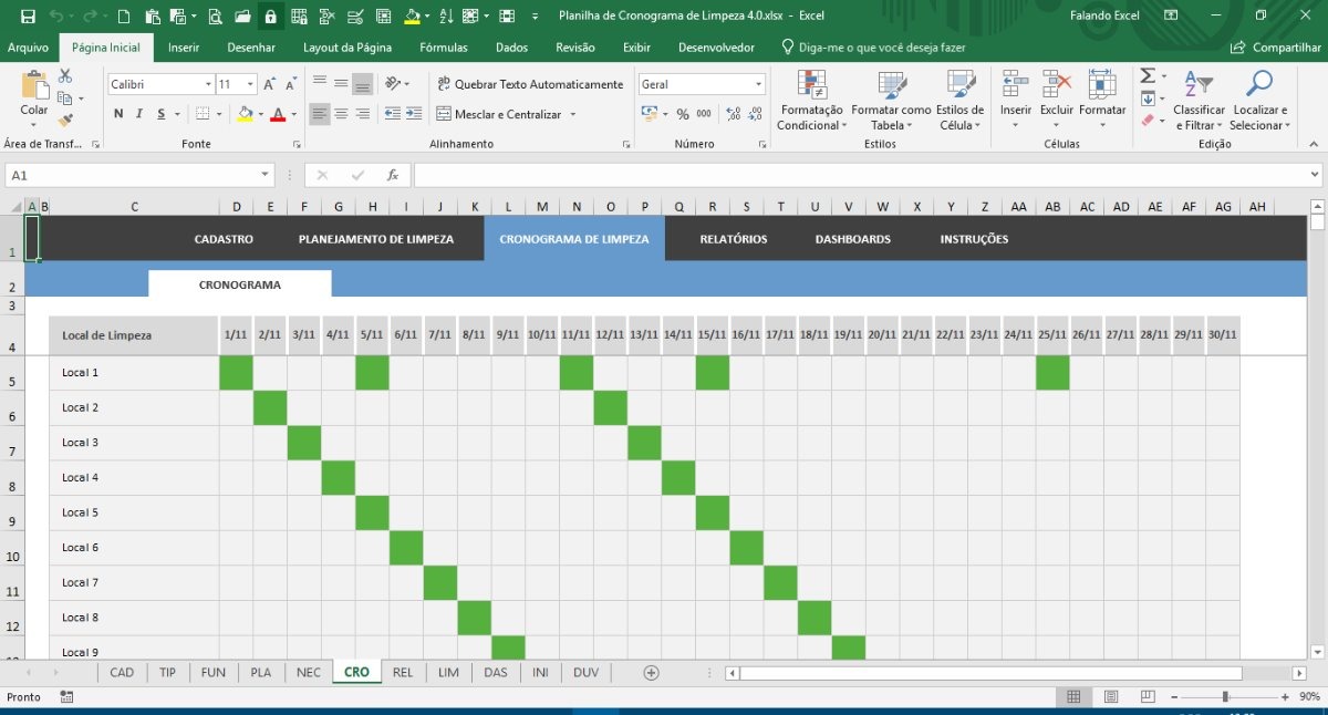 planilhas excel cronograma de limpeza cronograma excel
