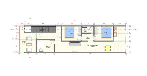 Planta Casa Apartamento 5 X 20 Metros Cad Revit- Projeto 01 - R$ 250,00