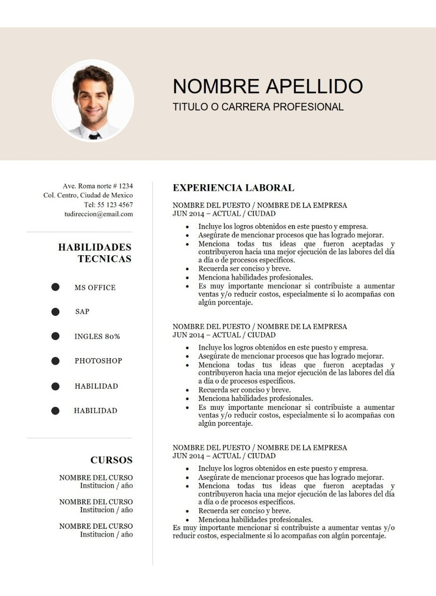 Plantillas De Modelos De Curriculum Vitae Para Descargar En Word