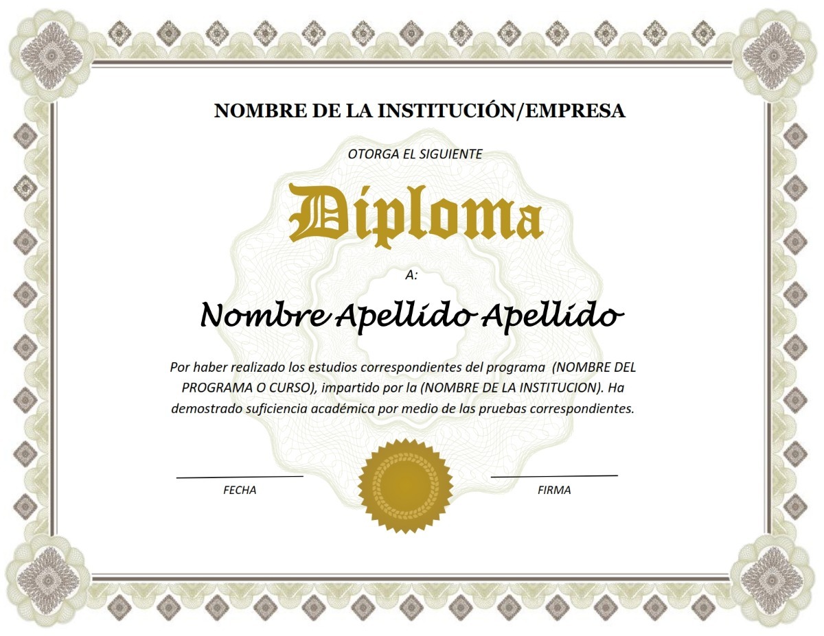 Diploma Elegant Editable En Word Certificados E Imprimibles En Word