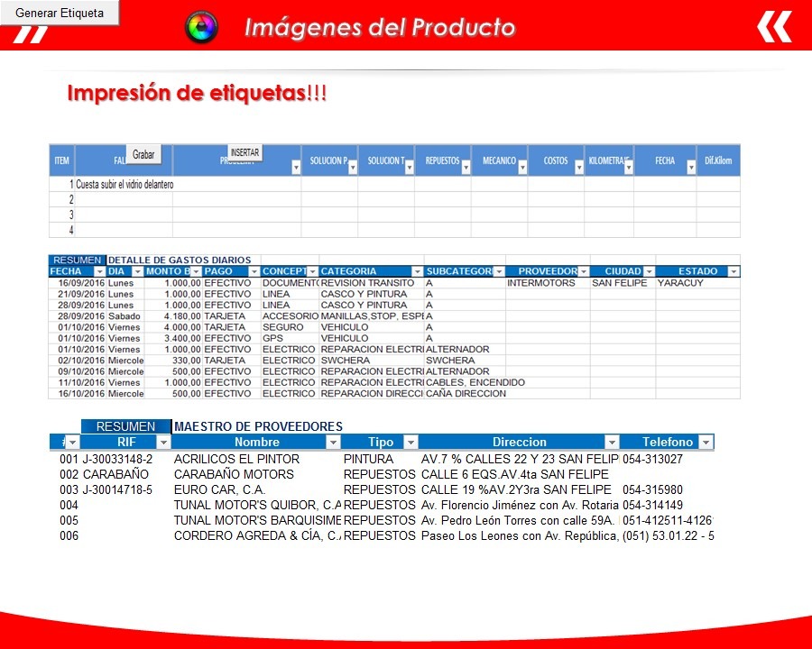 plantilla hoja excel control gastos vehículos carros motos