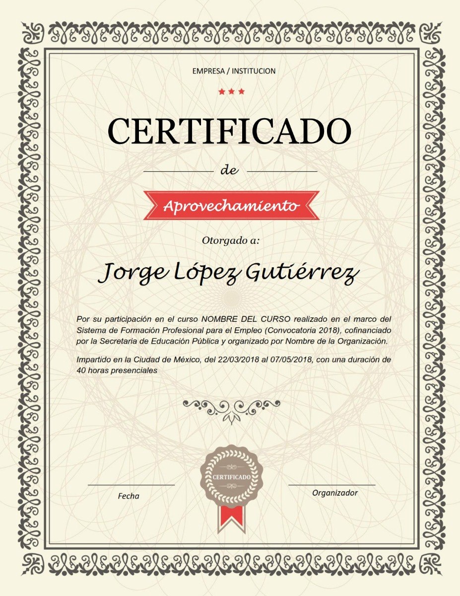 Plantilla Reconocimiento Diploma Certificado Para Word