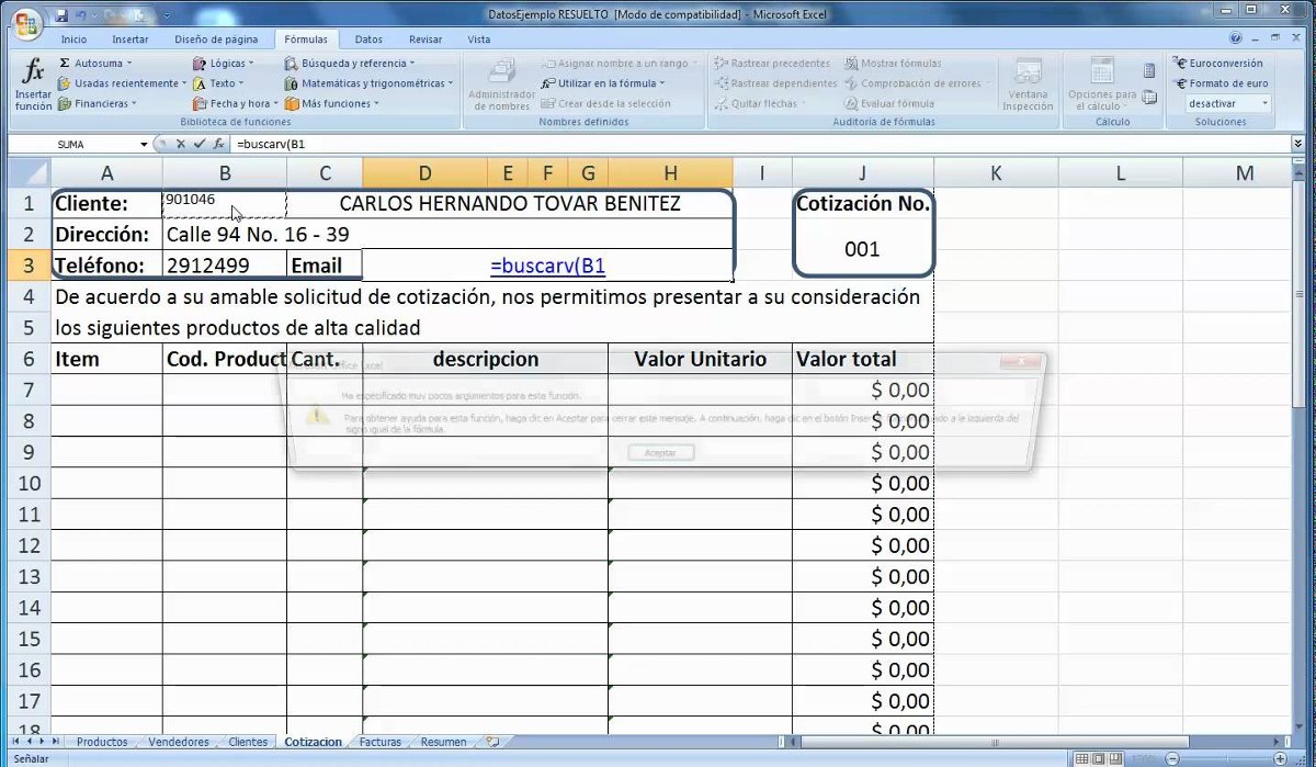 Facturas en excel