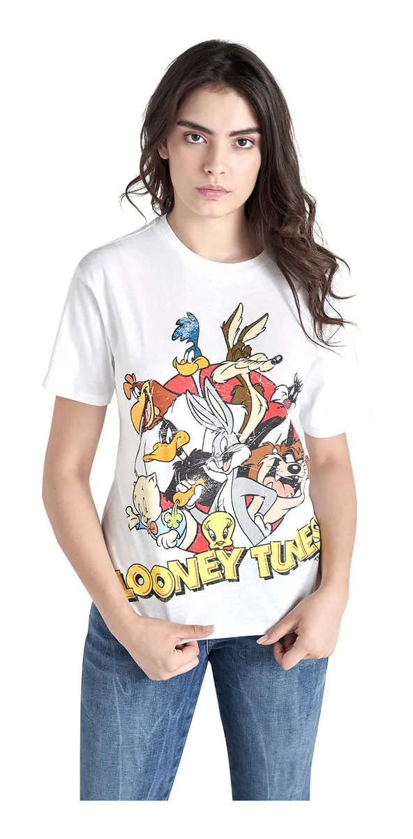 CYA MODA | Playera Looney Tunes Bugs Bunny 80 Aniv De Mujer C&a 1058161 - $ 99.00