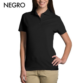 camisa polo negra mujer