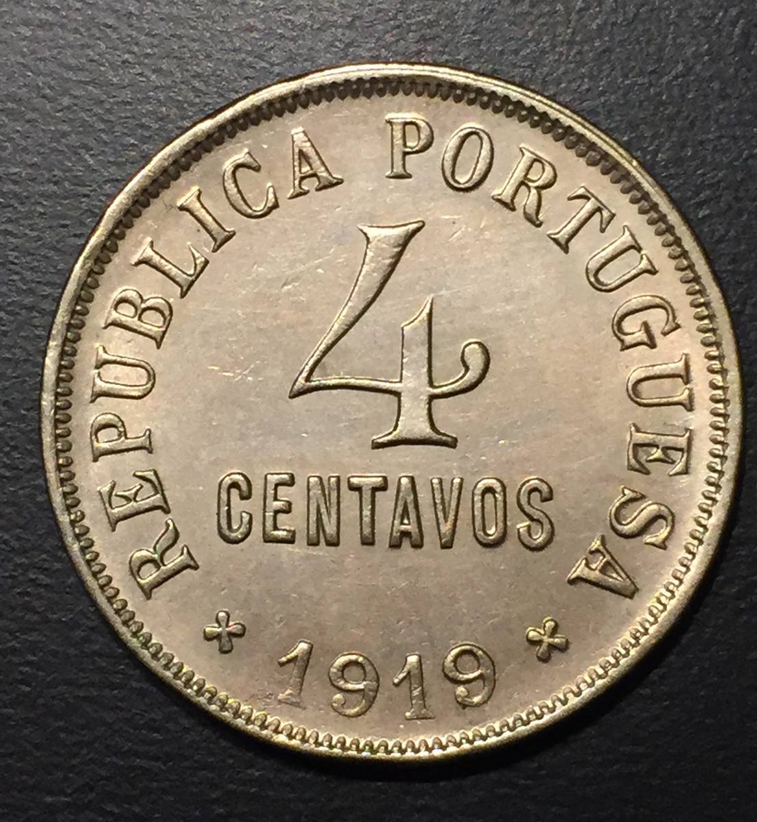 Por078 Moneda Portugal 4 Centavos 1919 Auunc Ayff 191.00 en