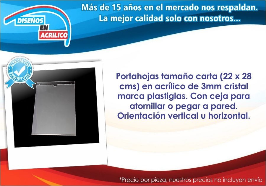 Porta Documentos O Porta Hoja Tamaño Carta En Acrílico 3mm 