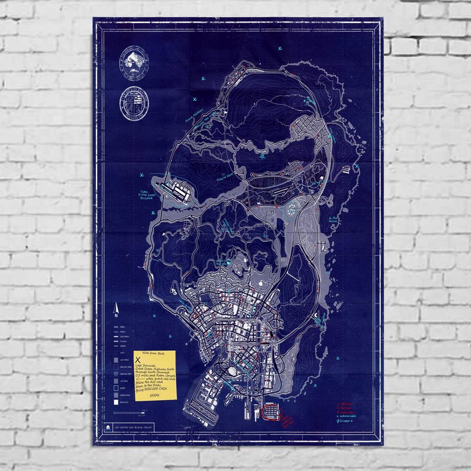 Poster Cartaz Mapa Gta 5 V Edição De Colecionador A3 - R 