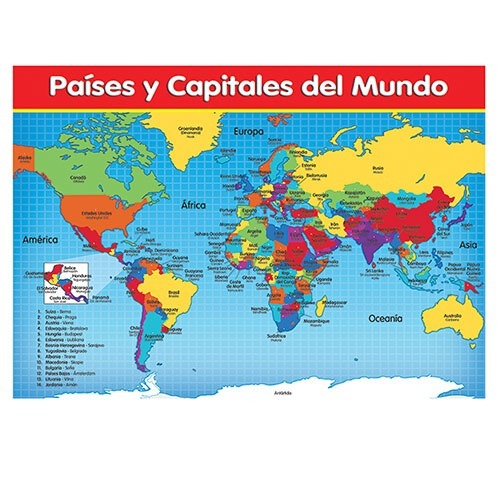 Poster Didáctico: Países Y Capitales Del Mundo - $ 311.20 en Mercado Libre