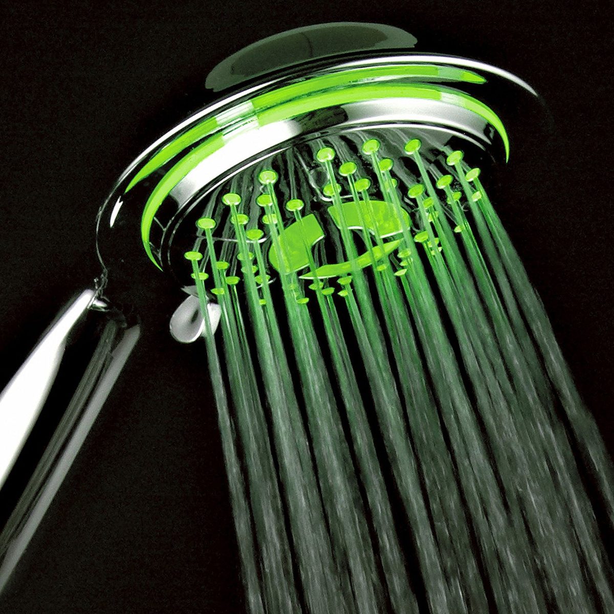 PowerSpa 4-Inch Handheld LED Showerhead with Pressure-Boost Nozzle Technology